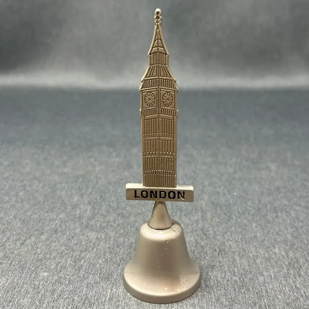Old Big Ben London Souvenir Bell Pewter Finish 6” Tall Collectible UK